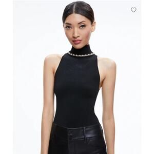 Alice & Olivia Annalee mock neck Medium Preppy polished Quiet Luxury minimalist